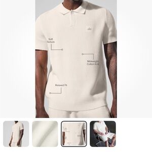 Alo Cream Knit Polo Shirt